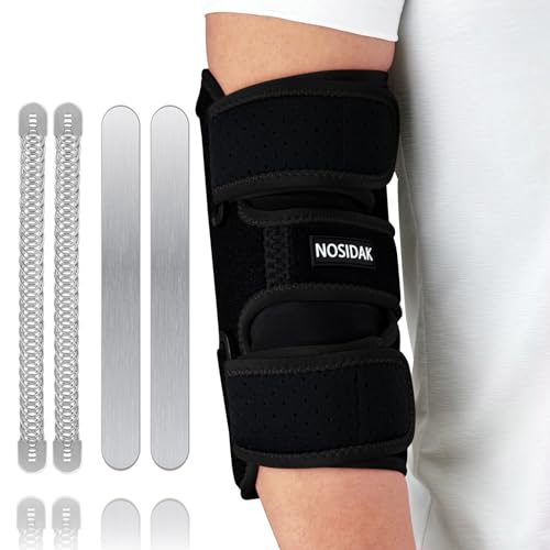 Elbow Brace for Cubital Tunnel Syndrome w/ 4 Removable Metal Splint Black-Right