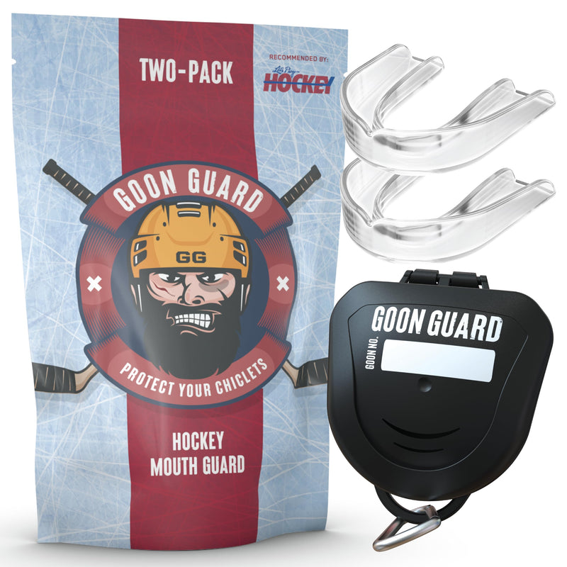 Goon Guard Hockey Mouth Guard Strapless - Hockey Mouth Guard for Youth, Adults, & Braces: 2X The Impact Absorption, Made in The USA, Case Included Clear