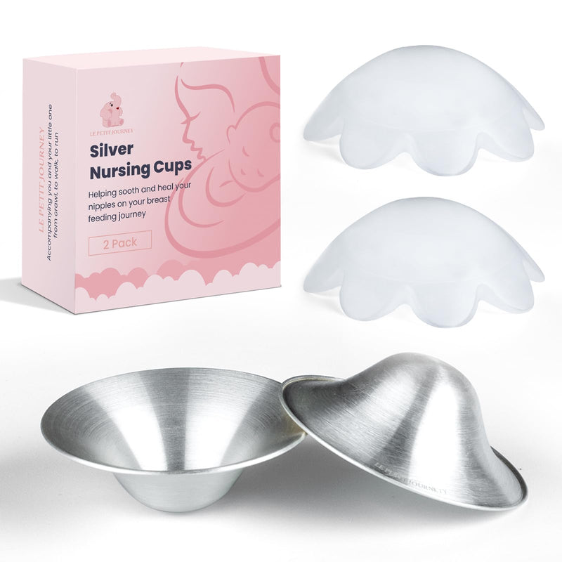 Original 999 Pure Silver Nursing Cups with Silicone pads, Nipple Shields for Nursing Newborn Essentials, Silver Nipple Covers for Breastfeeding, Silver Nipple Guards for Soothing and Healing Regular - BeesActive Australia