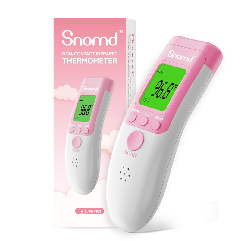 Digital Non-Contact Infrared Forehead Thermometer for Adults, Kids, and Baby, 3-in-1 Medical Grade Thermometer with Fever Indicator, Instant Reading, Backlit LCD Display JXB-183