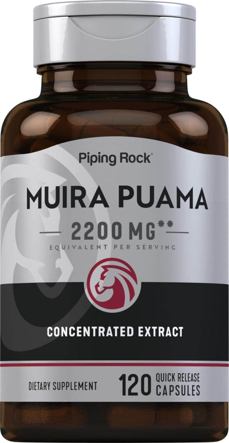 Piping Rock Muira Puama Root Extract 2200 mg | 120 Capsules | for Men & Women | Non GMO, Gluten Free Supplement - BeesActive Australia