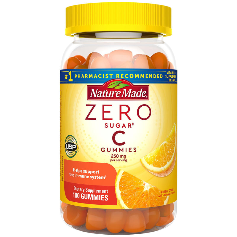 Nature Made Zero Sugar Vitamin C Gummies 250 mg per Serving, Immune & Antioxidant Support, 100 Sugar Free Gummies, 50 Day Supply - BeesActive Australia