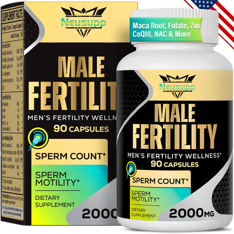 Fertility Supplements for Men Sperm Count & Motility - 90 Capsules | Mens Fertility Supplements With CoQ10, Maca Root, Zinc, Nac & Folate, Pre-Conception Support for Him, Men Prenatal Vitamins 90 Count (Pack of 1)
