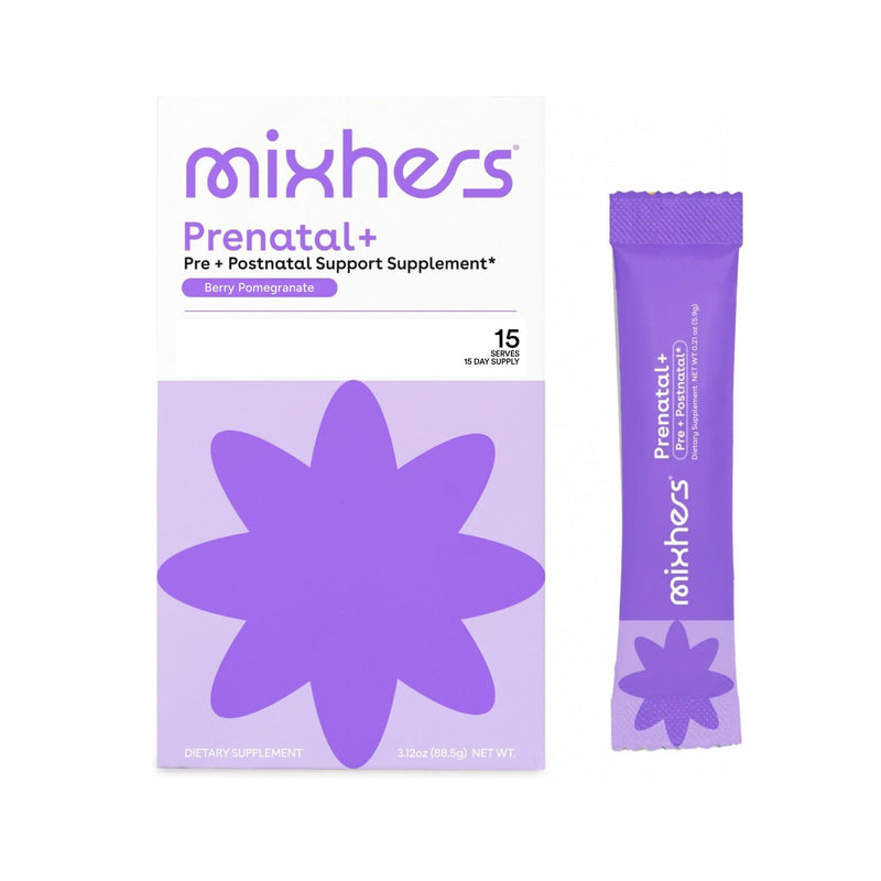 MIXHERS Prenatal + Postnatal Vitamins Drink Mix | Berry Pomegranate | 15pk | Formulated with Vitamins A, C, D, E & K | Methylated folate | 15 sugar-free berry stick packets 1.74 Ounce (Pack of 1)