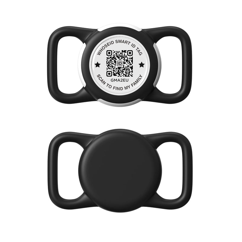 QR Code Airtag Holder, Scan QR Code Send Location Alert Email, Waterproof Full Body Protection Anti-Lost Air Tag Case, Airtag Accessories for Dog, Cats, Collar, Backpack (Black, Regular) Black - BeesActive Australia