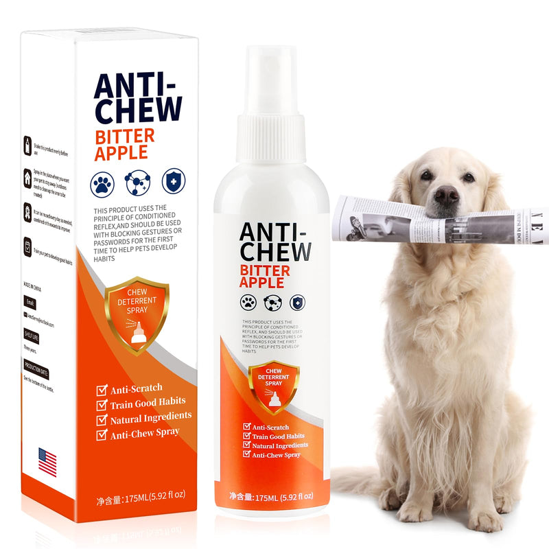 Bitter Apple Spray for Dogs to Stop Chewing. 175ML No Chew Spray for Dogs. Effective Dog Deterrent Spray for Carpet Furniture & Plant. Anti Chew Spray for Dogs Puppies. Alcohol-Free & Non-Toxic Orange - BeesActive Australia
