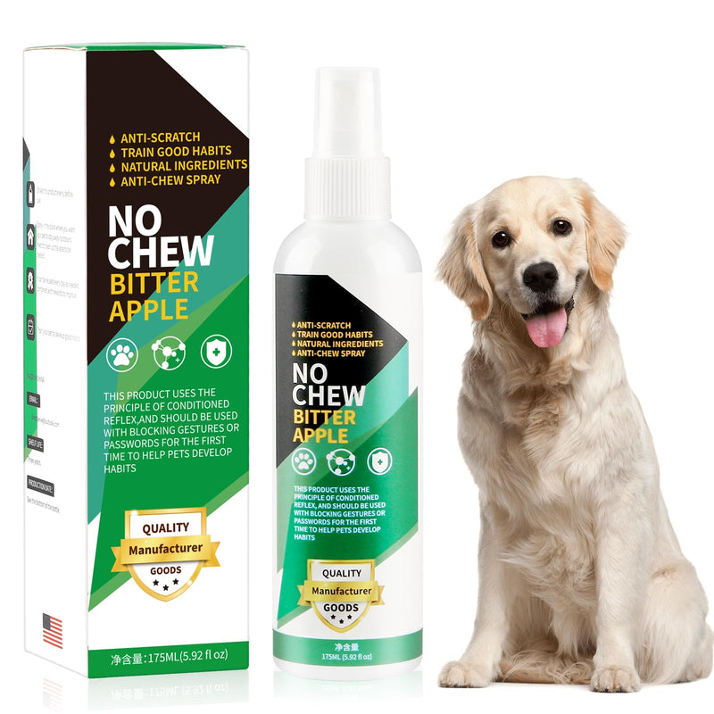Bitter Apple Spray for Dogs to Stop Chewing. 175ML No Chew Spray for Dogs. Dog Training & Behavior Aids. Effective Anti-Scratch Furniture Protector. Alcohol-Free & Non-Toxic, Indoor & Outdoor Safe. Green - BeesActive Australia