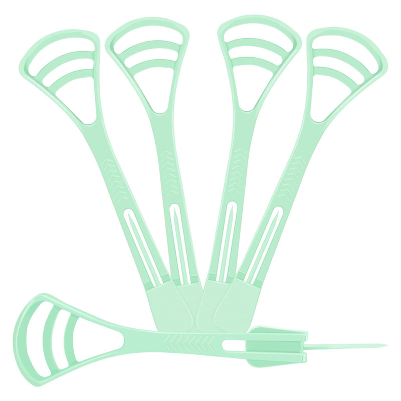 100 Counts Disposable Tongue Scraper with Dental Picks, Plastic Tongue Scrubber,BPA Free Tongue Cleaner Scrapers, Reduce Bad Breath and Fresh Breath(Green) 100 Counts,Green Tongue Scrapers