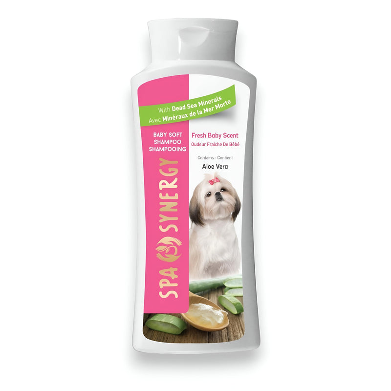 Pet Dog Shampoo Natural Dead Sea Mineral Rich, Aloe Vera, Moisturizing, Hydrating, Anti-Irritant, Fresh Baby Powder Scent – Baby Soft - (1) Bottle 16.5 FL OZ - BeesActive Australia