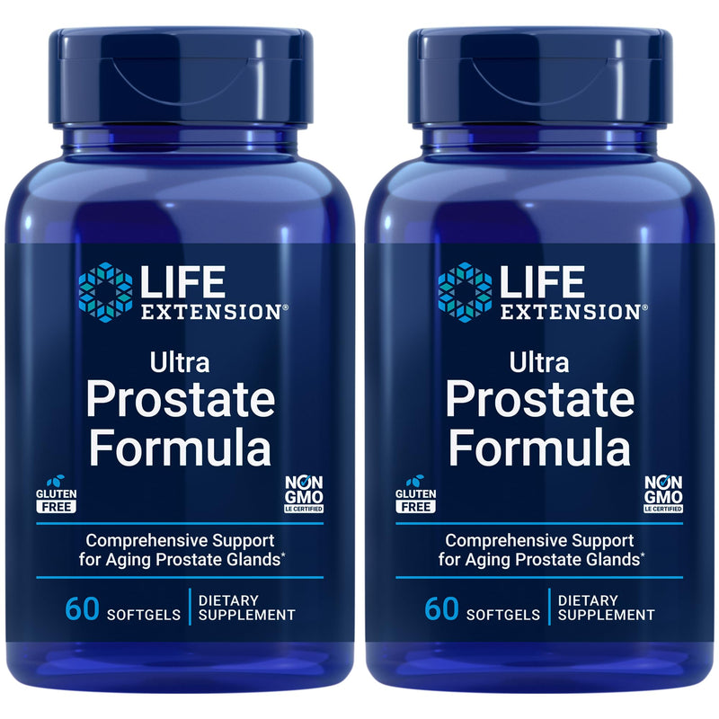 Life Extension Ultra Prostate Formula, Saw Palmetto for Men, pygeum, stinging Nettle Root, lycopene, Prostate Health, Urination Flow, PSA, Non-GMO, Gluten-Free, 60 softgels (Pack of 2) Nutritional Supplement 60 Count (Pack of 2)