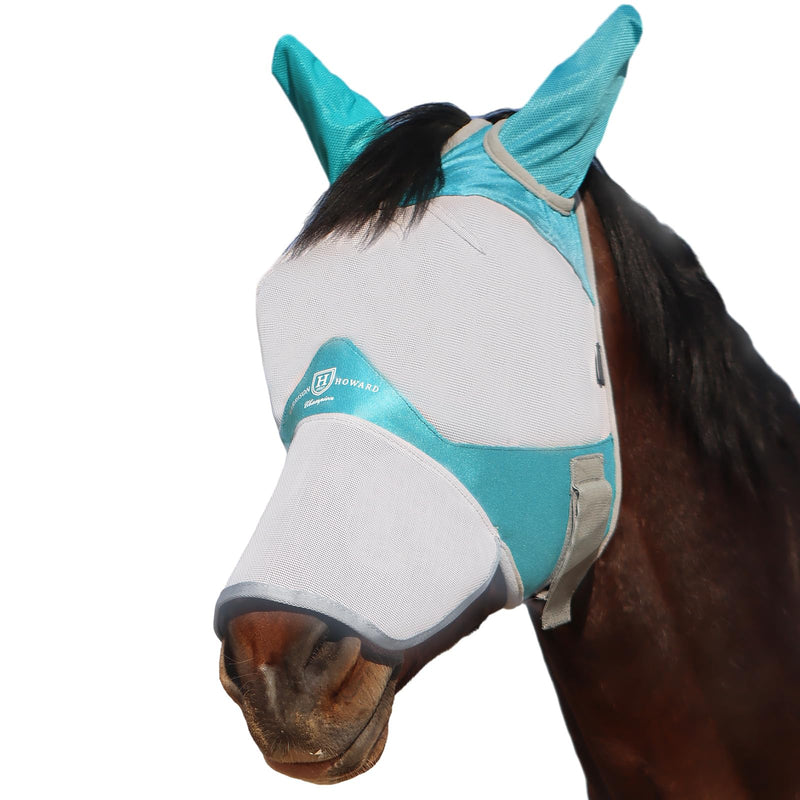 Harrison Howard Full Face Horse Fly Mask UV Protection and Breathable Mask for Equine Use Comfortable Fly Mask for Horses Mint L - BeesActive Australia