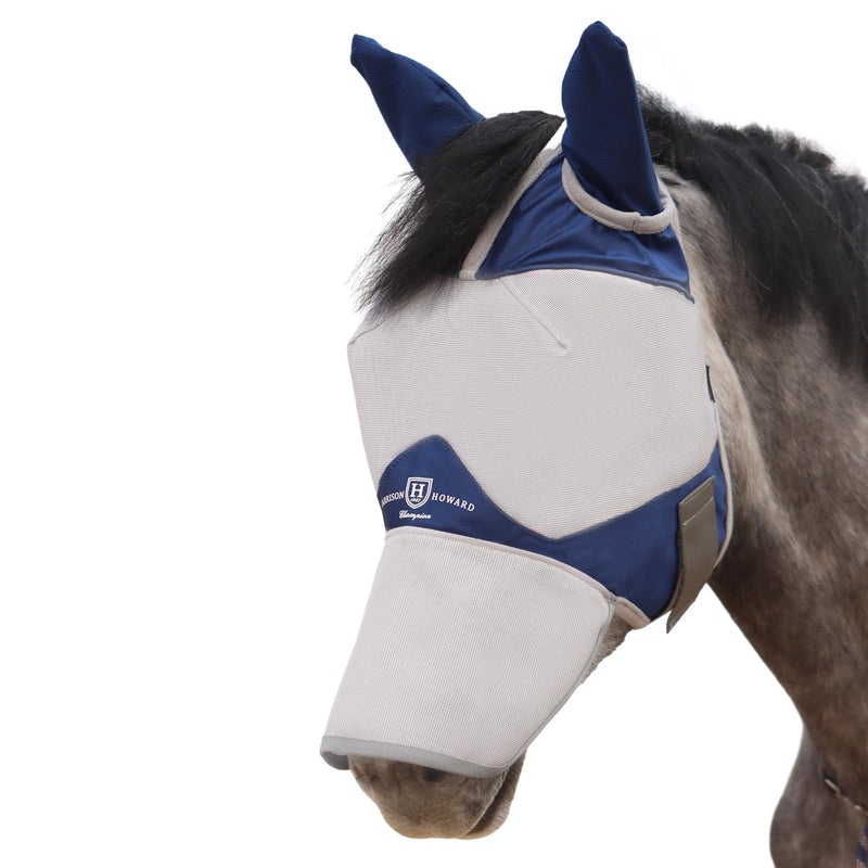 Harrison Howard Full Face Horse Fly Mask UV Protection and Breathable Mask for Equine Use Comfortable Fly Mask for Horses Navy L - BeesActive Australia