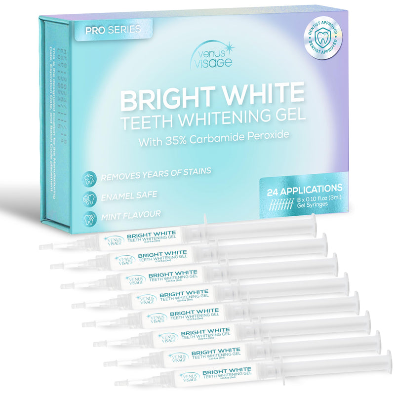 Venus Visage Teeth Whitening Gel Refill Kit Syringes (8 Pack) - 35% Carbamide Peroxide - No Sensitivity Teeth Whitening Gel for Trays - Teeth Whitening Kit Syringes for a Dazzling Smile - BeesActive Australia
