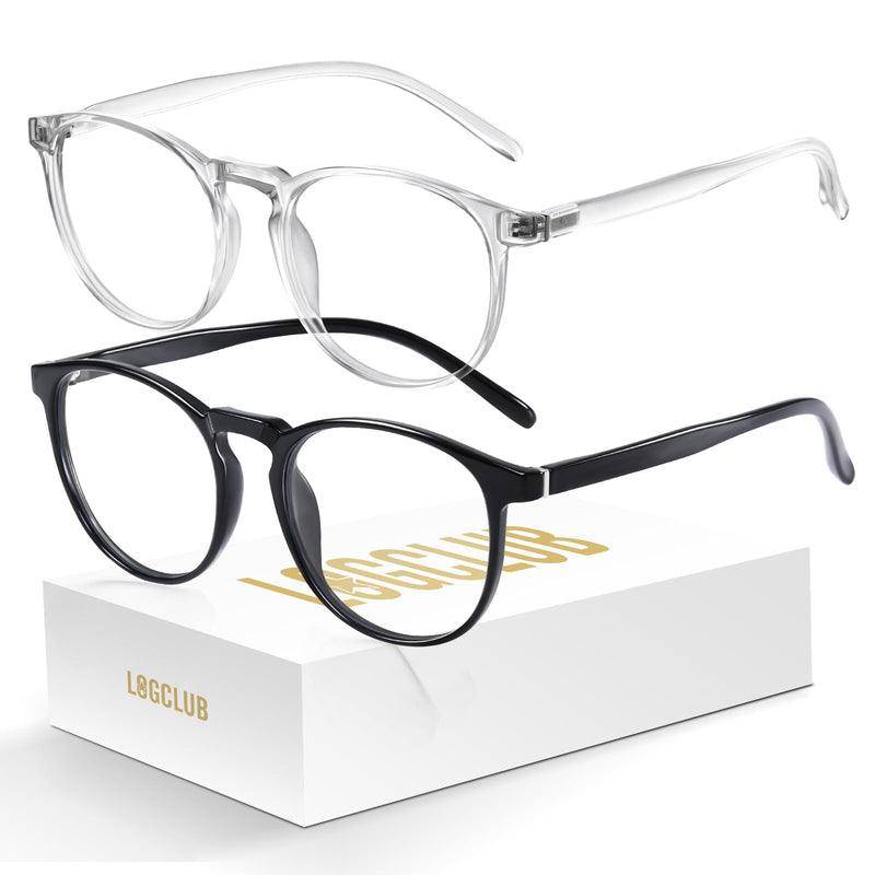 2 Pack Blue Light Glasses For Woman/Men Blue Light Blocking Glasses, Retro Round Anti Eyestrain Computer Glasses L31blacktou clear - BeesActive Australia