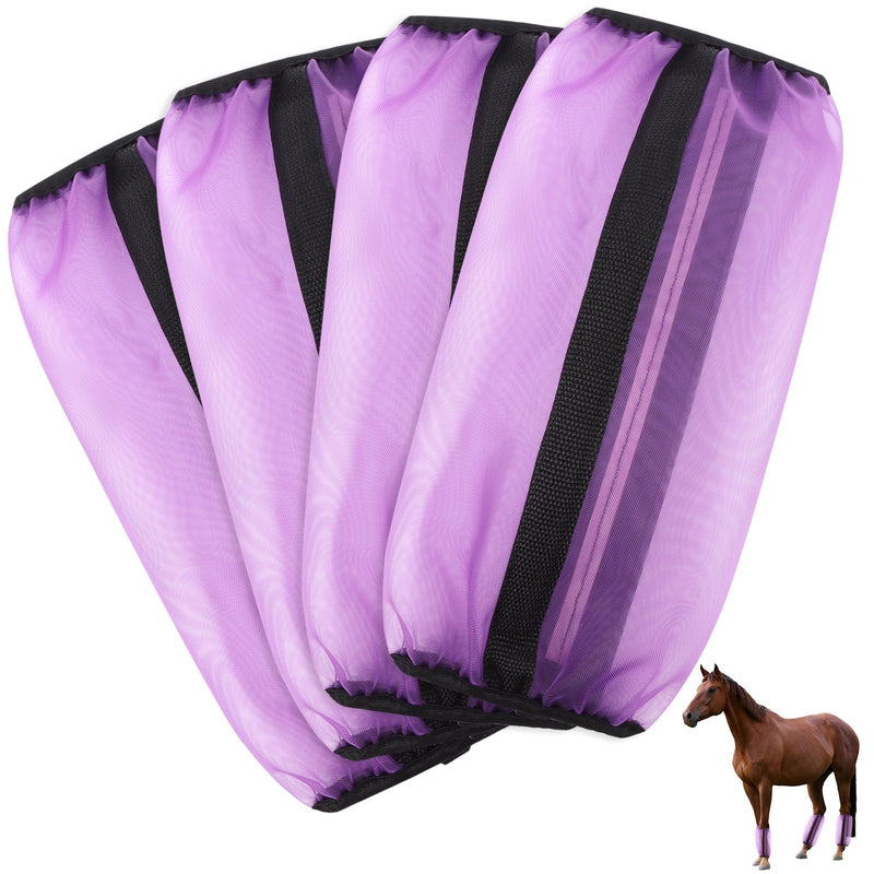 Loose Fitting Horse Leggings Breathable Fine Mesh Leg Guard Anti-Mosquito Fly Boots for Horse Equestrian Equipment Protect Horse Legs Set of 4 (Purple) - BeesActive Australia