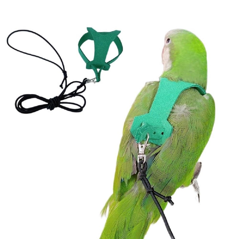 PARREN Bird Flight Harness Vest, Parrot Flight Suit with Leash for Parakeets, Bird Flying Clothes with Rope and Handle for Outdoor Activities Training, Anti Bite (M), Green M