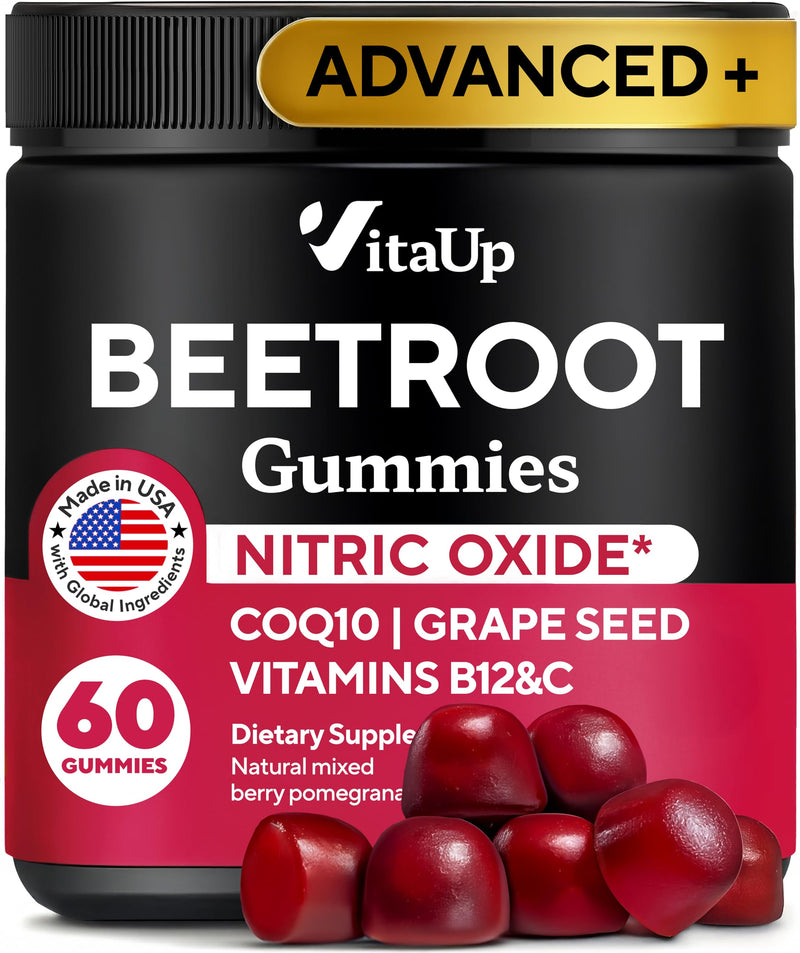 Beet Root Gummies ‚Äì Beet Gummies ‚Äì Red Beets Supplements with Beetroot, Grape Seed, Coq10, Vitamin C & B12 ‚Äì 60 Beet Chews