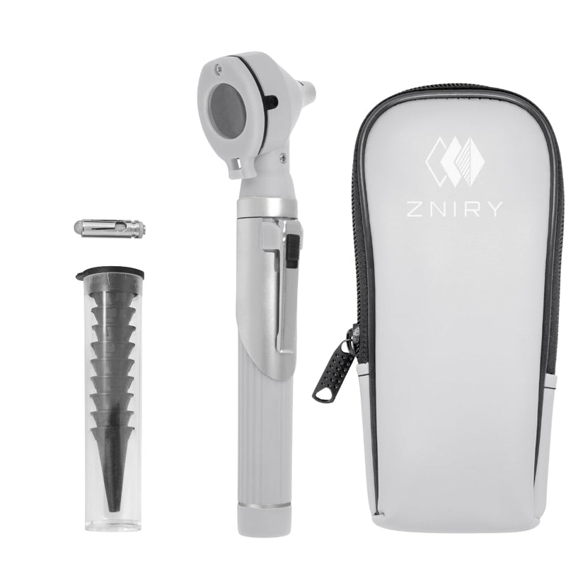 Mini Otoscope - Ear Scope with Light, Ear Infection Detector Mini Otoscope - Portable Ear Light and Exam Kit for Home Use - 3X Magnifying Fiber Optic Scope (Grey) Grey - BeesActive Australia