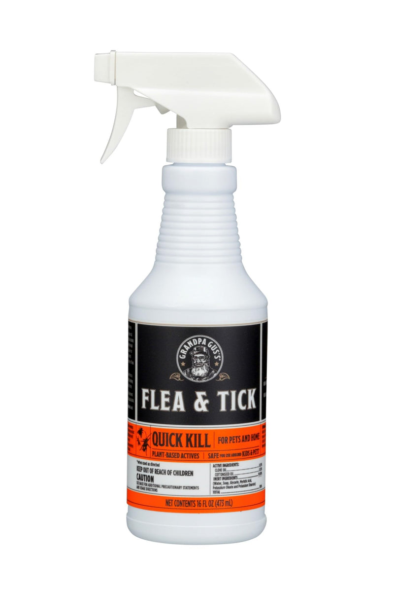 Grandpa Gus's Natural Flea & Tick Spray with Plant-Based Actives, Ready-to-Use, Quick Kills Fleas, Ticks & Mites from Small Animal, Dog, Cat & Home, 16 fl oz - BeesActive Australia