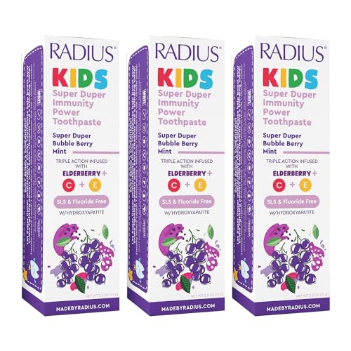 Radius Kids Super Duper Immunity Power Toothpaste 2.5 Oz - Super Duper Bubble Berry Mint - Pack of 3 2.5 Ounce (Pack of 3)