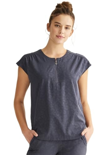Healing Hands Jayden Scrubs for Women Round Neck Scrub Top 2 Pockets Large Pewter