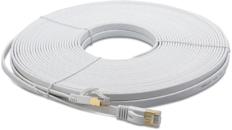 Triplett 75' White Flat CAT7 SSTP 28AWG Stranded Patch Cable (CAT7FL-75WH) 75'