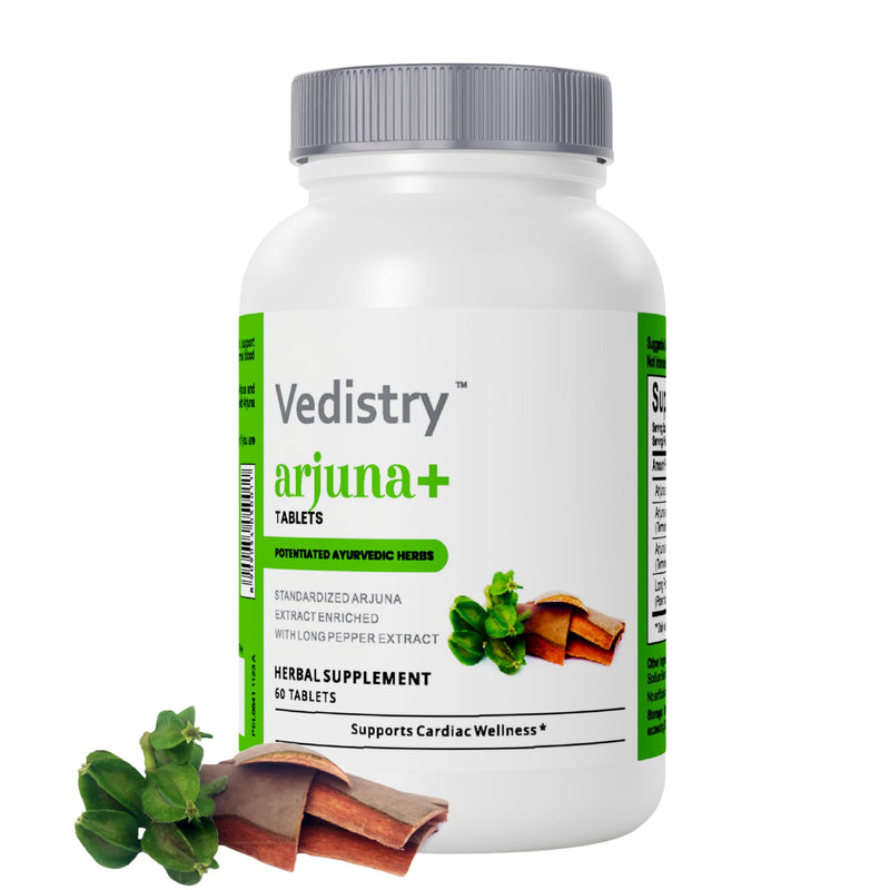 Arjuna+ Bark Extract Supplement | 1100mg Arjuna Tablets with Long Pepper for Heart Health & Blood Pressure Support | Organic Herbal Cardiovascular Supplement | 60 Vegan Tablets