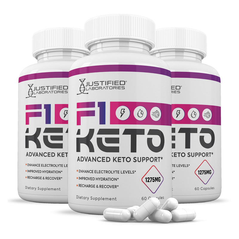 Justified Laboratories F1 Keto - 60 Capsules, Pack of 3 - Ketogenic Support from Apple Cider Vinegar, Green Tea Leaf, Vitamin C, Vitamin D3 & Extra Virgin Olive Oil - 90 Servings 60 Count (Pack of 3)