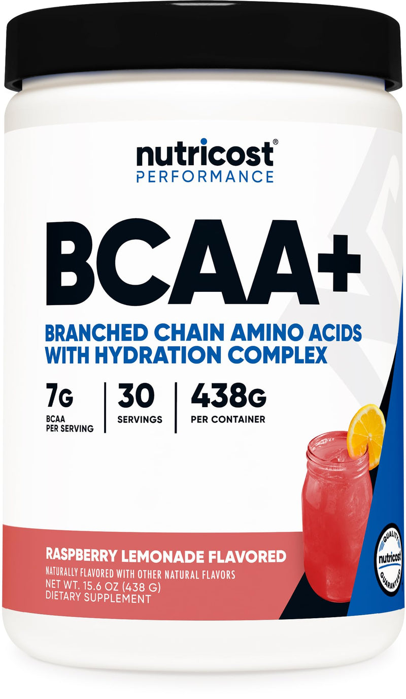 Nutricost BCAA + Hydration Powder (Raspberry Lemonade) 30 Servings | Branched Chain Amino Acids with Hydration Complex, Gluten-Free, GMO-Free Raspberry Lemonade 15.4 Ounce (Pack of 1)