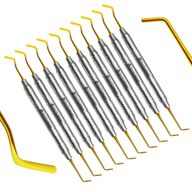 Set of 10 Dental Composite Filling Instruments Spatula & Plugger Titanium Golden Tips Restorative Teeth Resin Restore Shape Removing Tools Set - BeesActive Australia