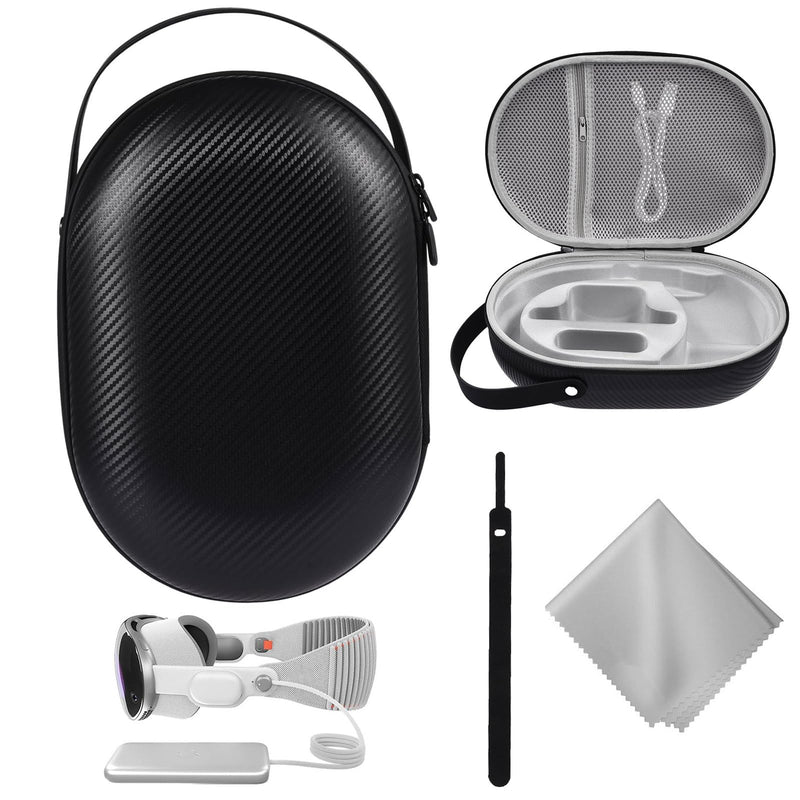 Hard Carrying Case for Apple Vision Pro, Anti-Fall Waterproof Portable Protector for Apple Vision Pro Case, Travel Storage Case Compatible with Apple Vision Pro VR Headset and Accessories H-Carbon Fiber Black - BeesActive Australia