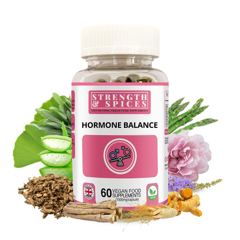 Strength & Spices Hormone Balance 100% Natural Estrogen Supplement ‚Äì 12 Ingredients w Dong Quai - 60 Vegan UK Made 1000mg Capsules ‚Äì Fertility and Menstrual Comfort - BeesActive Australia