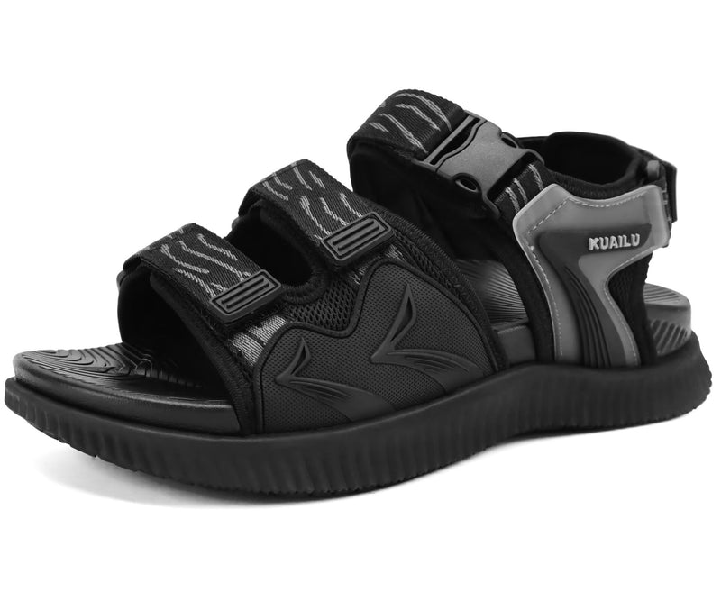 KuaiLu Mens Arch Support Hiking Sandals Orthopedic Athletic Walking Sandles 10.5 Black