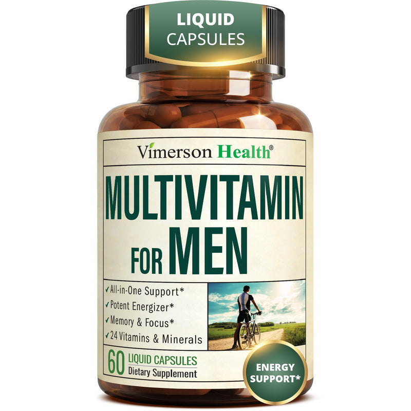 Vimerson Health Multivitamin for Men: Vitamins, Minerals and Bioavailable D3 for Focus and Energy Support – Daily Mens Multivitamins and Multiminerals – 60 Liquid Capsules Men's Liquid Capsules