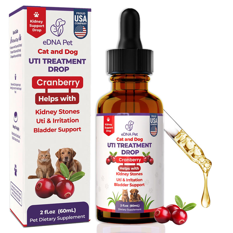 Dog UTI Treatment | Urinary Tract Infection Drops for Cats & Dogs | Cat UTI Remedy | Cranberry Supplement | Kidney Health Support, 2 Fl.Oz