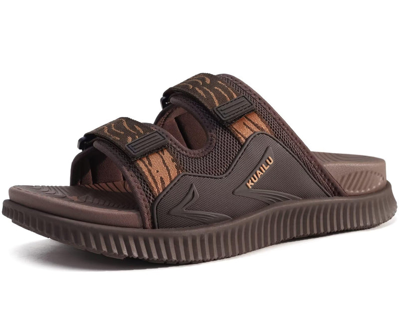 KuaiLu Mens Orthotic Sandals Arch Support Cushion Recovery Walking Slides 11 Brown
