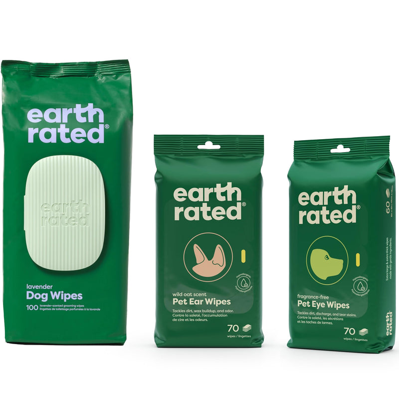 Earth Rated Ultimate Dog Grooming Bundle - Includes Lavender-Scented Dog Grooming Wipes, Hypoallergenic Plant Based Dog Ear Wipes, Hypoallergenic Plant Based Dog Eye Wipes - PawsPlanet Australia