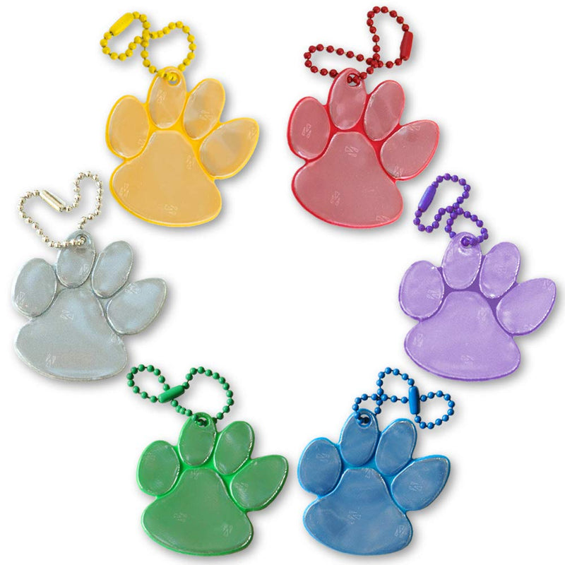 funflector Safety Reflectors - Paw Prints - Ultra Reflective Gear for Clothing, Bags, Backpacks, Strollers, Wheelchairs and Dog Leashes - Made in USA. Paw-Mixed-6-pack