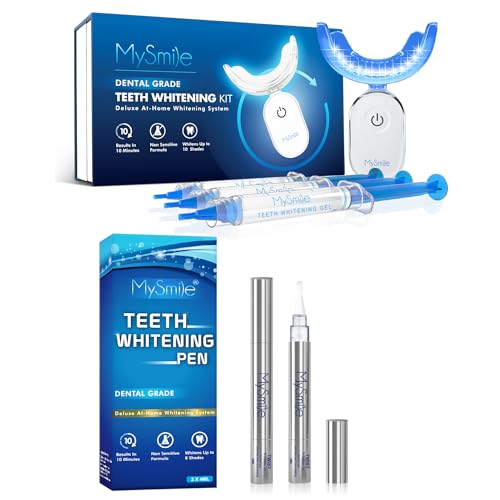MySmile 1Pcs 28LED Teeth Whitening LED Light - 3 Pcs Teeth Whitening Gel - 2Pcs Tooth Whitening Pen - 10 Min Non-Sensitive Fast Teeth Whitener - Restores Your Gleaming White Smile
