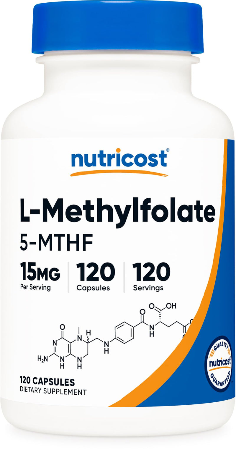Nutricost L-Methylfolate 15mg, 120 Capsules (5-MTHF) Gluten-Free, Vegan | GMO-Free 120 Count (Pack of 1)