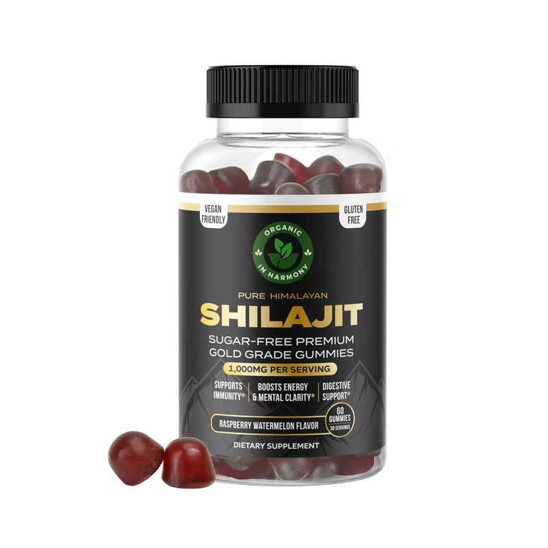 Pure Himalayan Organic Shilajit Gummies for Men & Women, Sugar-Free Shilajit Supplement, 85+ Trace Minerals & Fulvic Acid - Improve Congitive & Mood, Immunity and Energy, 60 Gummies - BeesActive Australia