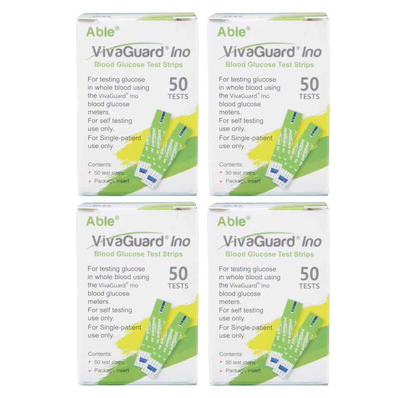 Vivaguard Ino Blood Glucose Test Strips for Diabetes - 200 Counts Accurate Diabetic Test Strips for Monitoring Blood Sugar - Compatible with Vivaguard Ino Glucometers Only, Green - BeesActive Australia