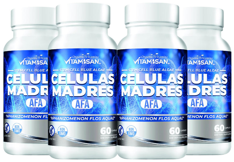 VITAMISAN 4 Celulas Madres Stemcells Celula AFA Blue Green Algae - Aphanizomenon Flos-aquae -Anti-Aging 240 Capsules new no GMO
