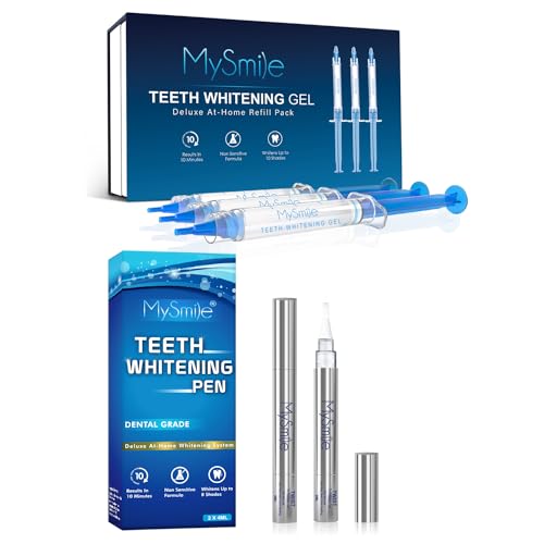 MySmile Teeth Whitening Gel Pen Refill Pack - 3 Non-Sensitive Teeth Whitening Gel - 2Pcs Tooth Whitening Pen Gel - Restores Your Gleaming White Smile