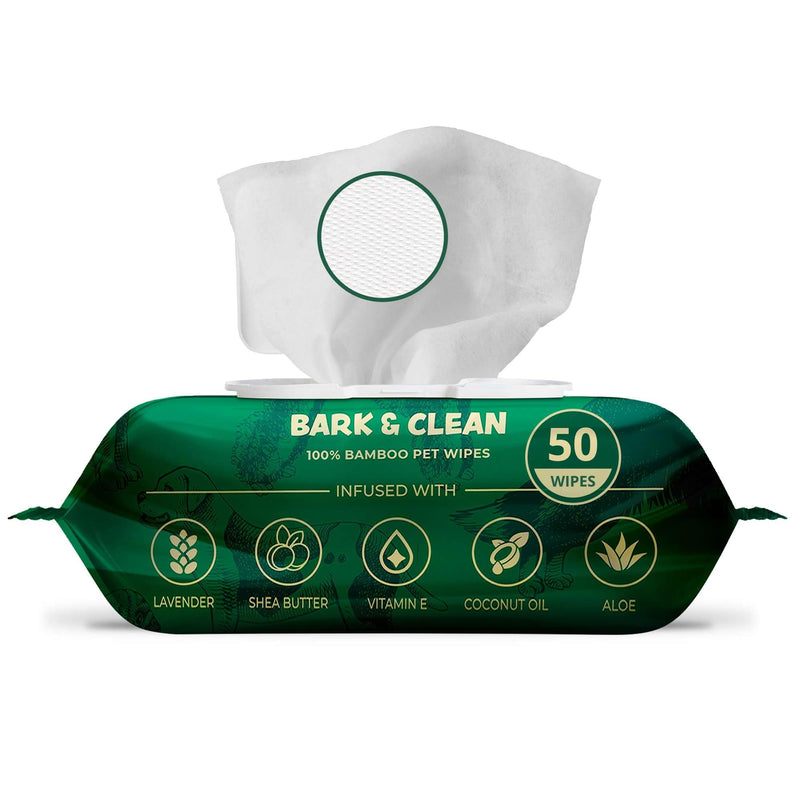 Dog Wipes for Cleaning and Deodorizing - 50 8.5" x 9" Bamboo Pet Wipes - Compostable, Hypoallergenic Puppy Wipes - Dog Wipes for Paws, Butt, and Body 50 Wipes (1 Pack of 50) - BeesActive Australia