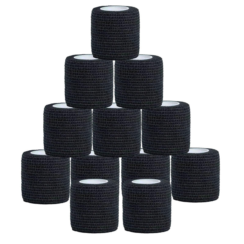Self Adhesive Bandage Wrap, Vet Wrap 2 inch, Vet Wrap for dogs, Bandages Wrap for Human or Pets, Black, 12 Pack - BeesActive Australia