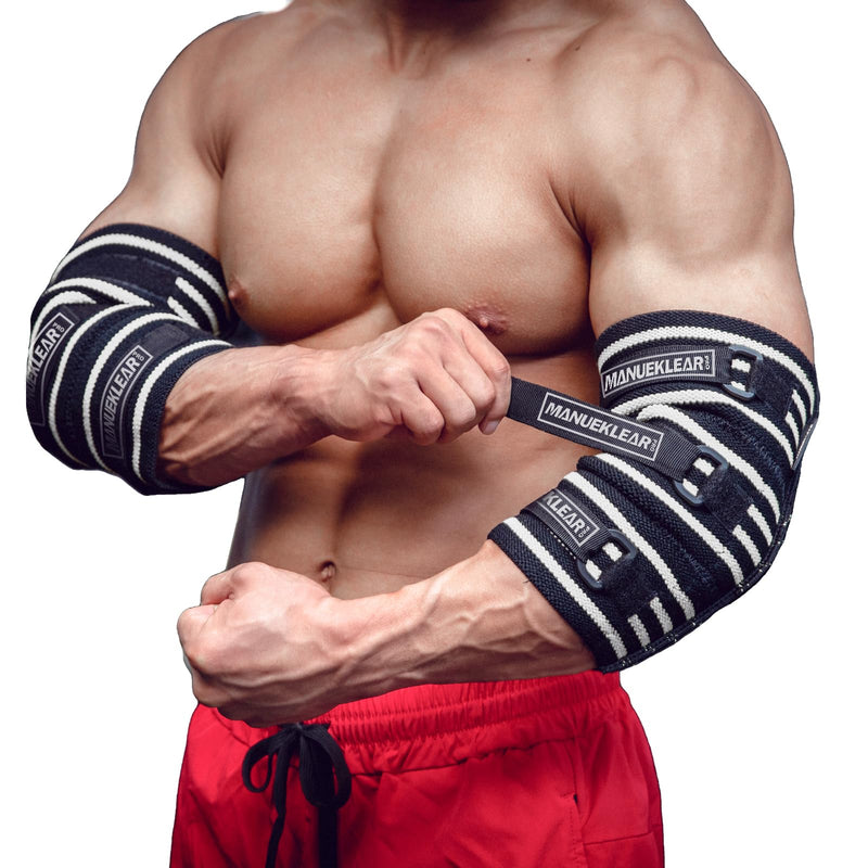 MANUEKLEAR Elbow Sleeves for Weightlifting, Adjustable Elbow Wraps for Weightlifting (XXL(14"-15")) XXL(14"-15")