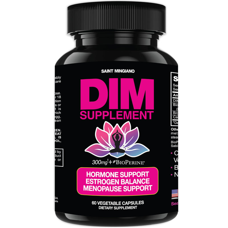 DIM Supplement 300 mg - Hormone Balance for Women, | Estrogen Supplement for Women with Hot Flashes & Night Sweats | Aids in Menopause Symptoms, Estrogen & Oestrogen. 60 Capsules