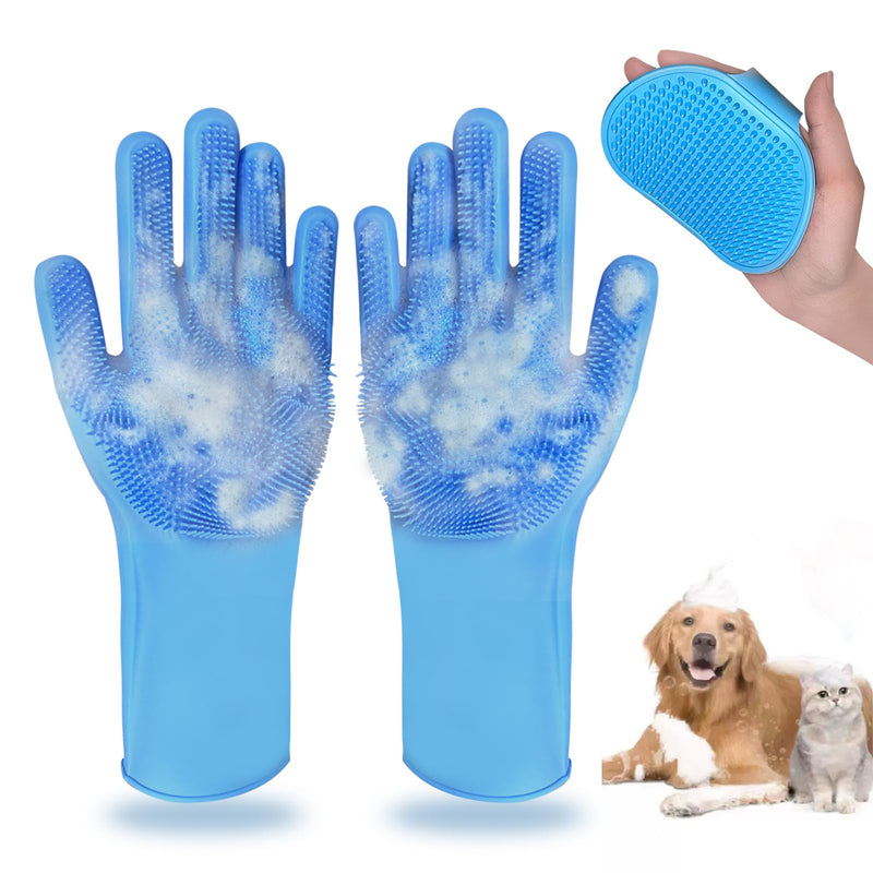 2pcs dog washing gloves and dog bath brush, 2-in-1 pet shower set | Suitable for dogs, cats, bath massage, and pet grooming - BeesActive Australia