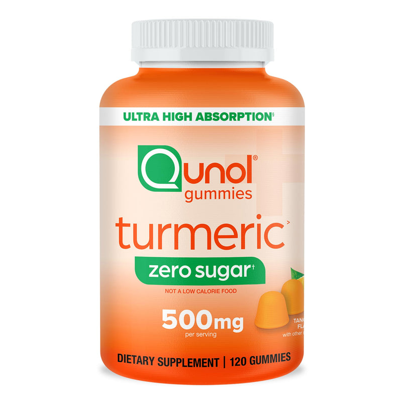 Qunol Zero Sugar Turmeric Gummies, Gummy with 500mg Turmeric Curcumin, Joint Support Supplement, Ultra High Absorption Tumeric Curcumin, Vegetarian, Gluten Free, 120 Count 120 Count (Pack of 1) - BeesActive Australia